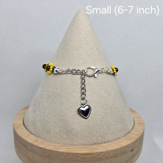🌻 Small Tigers Eye Sunflower Bracelet W/ Silver Clasp🌻