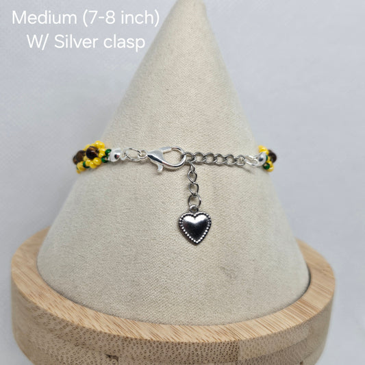 🌻Medium Tigers Eye Sunflower Bracelet W/ Silver Clasp🌻