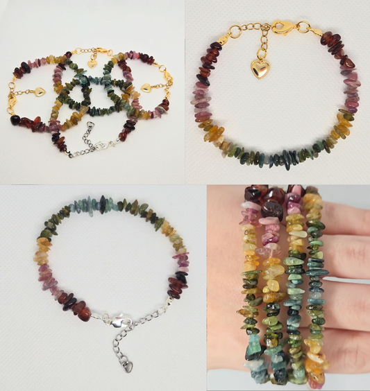🌈 Pre-Made and Custom Tourmaline Rainbow Chip Clasped Bracelet 🌈